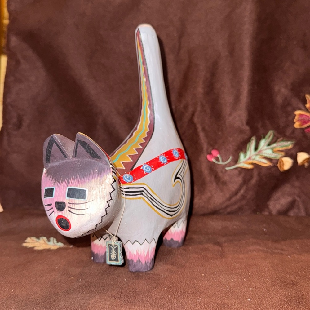 🐈‍⬛ Papier Mache Cat Folk Art Southwestern Pattern Robert Shields Artist Large